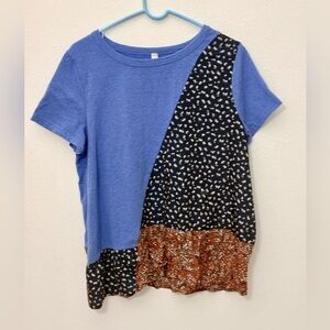 L love, short sleeve t-shirt. L, EUC, multi panel design. P2P: 23”